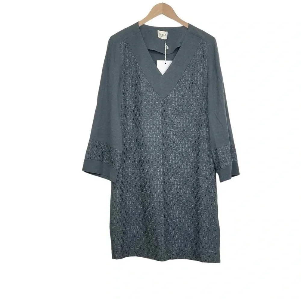 Wrap London Embroidered Linen Dress Size 8